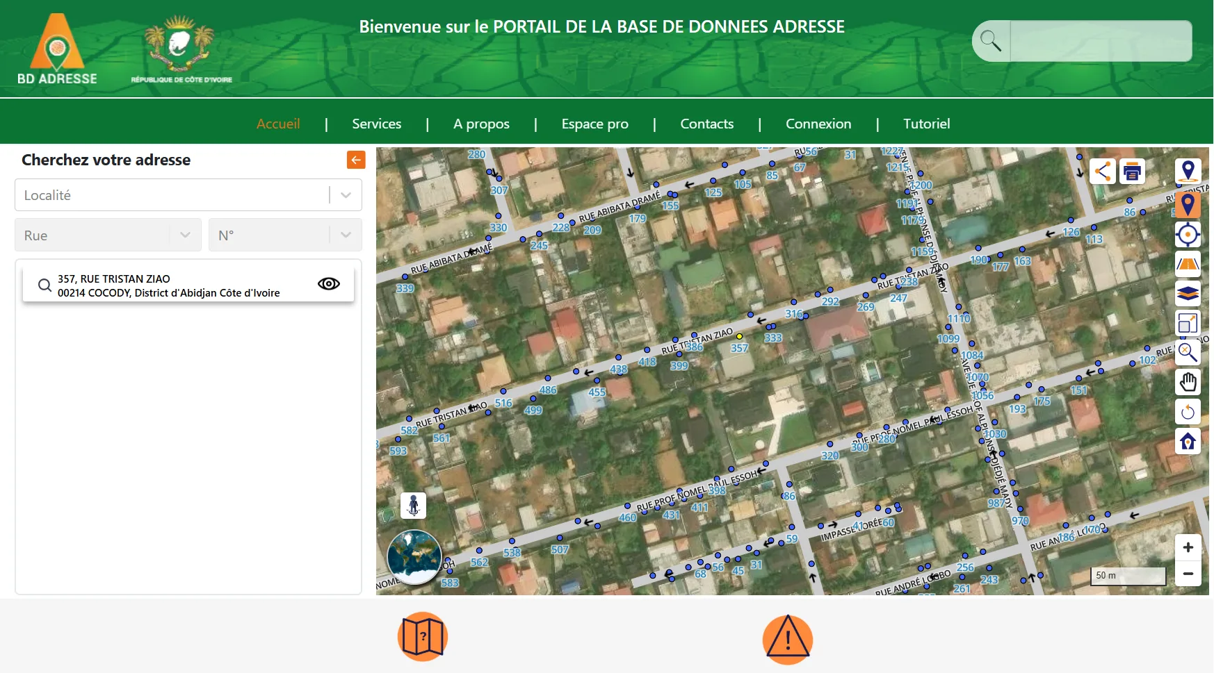 Overview of the Greater Abidjan urban addressing portal